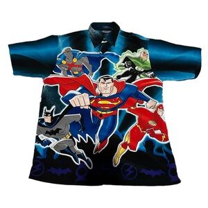 DC COSMICS JUSTICE LEAGUE AOP BUTTON UP